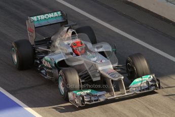 © 2012 Octane Photographic Ltd. Barcelona Winter Test 1 Day 1 - Thursday 23rd February 2012. Mercedes W03 - Michael Schumacher. Digital Ref : 0228lw7d4011