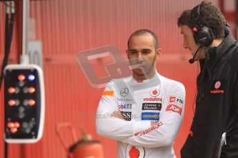 © 2012 Octane Photographic Ltd. Barcelona Winter Test 2 Day 2 - Friday 2nd March 2012. Lewis Hamilton has McLaren's new pit control lights explained. Digital Ref :