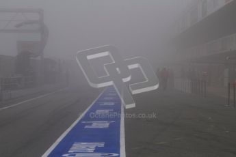 © 2012 Octane Photographic Ltd. Barcelona Winter Test 2 Day 2 - Friday 2nd March 2012. Thick fog in the morning pitlane. Digital Ref :