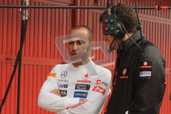 © 2012 Octane Photographic Ltd. Barcelona Winter Test 2 Day 2 - Friday 2nd March 2012. Lewis Hamilton has McLaren's new pit control lights explained. Digital Ref :