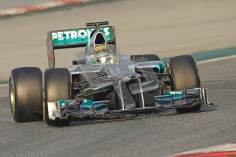 © 2012 Octane Photographic Ltd. Barcelona Winter Test Day 3 - Saturday 3rd March 2012. Mercedes W03 - Nico Rosberg. Digital Ref : 0233cb7d9131