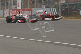 © 2012 Octane Photographic Ltd. Barcelona Winter Test 2 Day 4 - Sunday 4th March 2012. Ferrari F2012 - Fernando Alonso and McLaren MP4/27 - Lewis Hamilton. Digital Ref : 0234cb1d2904