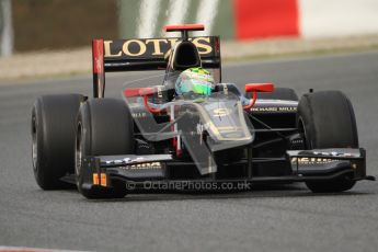 © Octane Photographic Ltd. GP2 Winter testing Barcelona Day 1, Tuesday 6th March 2012. Lotus GP, James Calado, Racing Steps. Digital Ref : 0235cb7d0556