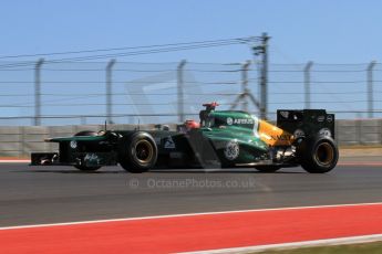 World © Octane Photographic Ltd. F1 USA - Circuit of the Americas - Friday Afternoon Practice - FP2. 16th November 2012. Caterham CT01 - Heikki Kovalainen. Digital Ref: 0558lw7d3383