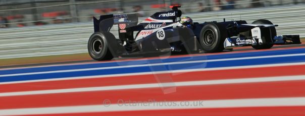 World © Octane Photographic Ltd. F1 USA - Circuit of the Americas - Friday Morning Practice - FP1. 16th November 2012. Williams FW34 - Pastor Maldonado. Digital Ref: 0557lw1d0984