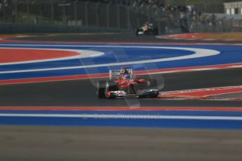 World © Octane Photographic Ltd. F1 USA - Circuit of the Americas - Friday Morning Practice - FP1. 16th November 2012. Ferrari F2012 - Fernando Alonso and Force India VJM05 - Nico Hulkenberg. Digital Ref: 0557lw1d1164