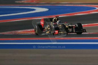 World © Octane Photographic Ltd. F1 USA - Circuit of the Americas - Friday Morning Practice - FP1. 16th November 2012. Lotus E20 - Romain Grosjean. Digital Ref: 0557lw1d1201