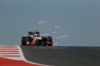 World © Octane Photographic Ltd. F1 USA - Circuit of the Americas - Friday Morning Practice - FP1. 16th November 2012. HRT F112 - Narain Karthikeyan. Digital Ref: 0557lw1d1657