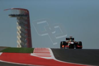 World © Octane Photographic Ltd. Formula 1 USA, Circuit of the Americas - Qualifying. 17th November 2012 HRT F112 - Pedro de La Rosa. Digital Ref: 0560lw1d3200