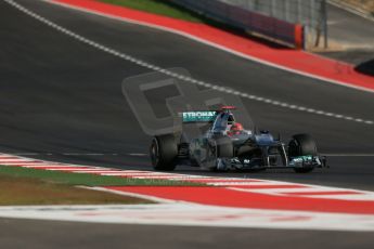 World © Octane Photographic Ltd. Formula 1 USA, Circuit of the Americas - Qualifying. 17th November 2012 Mercedes AMG Petronas  F1 W03 - Michael Schumacher. Digital Ref: 0560lw1d3580