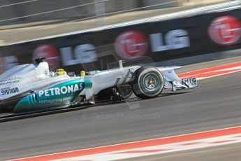 World © Octane Photographic Ltd. Formula 1 USA, Circuit of the Americas - Qualifying. 17th November 2012 Mercedes AMG Petronas  F1 W03 - Nico Rosberg. Digital Ref:  0560lw1d3760