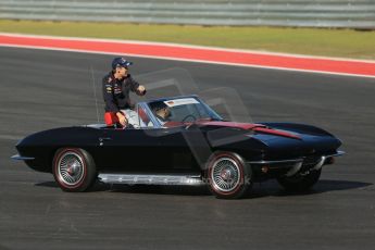 World © Octane Photographic Ltd. Formula 1 USA, Circuit of the Americas - Drivers' Parade - Sebastian Vettel, Corvette Stingray. 18th November 2012 Digital Ref: 0561lw1d3904