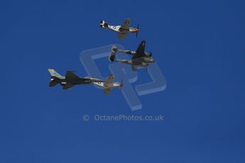 World © Octane Photographic Ltd. Formula 1 USA, Circuit of the Americas - Race - USAF flyby. F-16C Fighting Falcon, P-51D Mustang (2), and P38 Lightning. 18th November 2012 Digital Ref: 0561lw1d4114