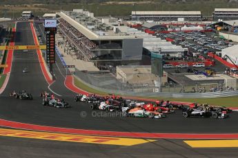 World © Octane Photographic Ltd. Formula 1 USA, Circuit of the Americas - Race - The pack get through turn 1 without incident. 18th November 2012 Digital Ref: 0561lw1d4165