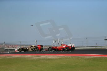 World © Octane Photographic Ltd. Formula 1 USA, Circuit of the Americas - Race 18th November 2012. Lotus E20 - Kimi Raikkonen and Ferrari F2012 Felipe Massa. Digital Ref: 0561lw1d4346