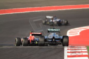 World © Octane Photographic Ltd. Formula 1 USA, Circuit of the Americas - Race 18th November 2012. Pastor Maldonado (Williams FW34), Jean-Eric Vergne (Toro Rosso STR7) and Nico Rosberg (Mercedes F1 W03) Digital Ref: 0561lw7d3949