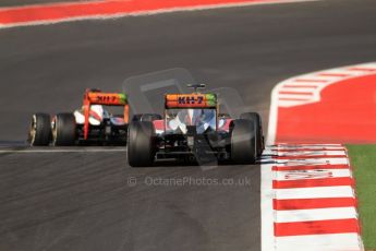 World © Octane Photographic Ltd. Formula 1 USA, Circuit of the Americas - Race - Sahara Force India VJM05s of Paul di Resta and Nico Hulkenberg. 18th November 2012 Digital Ref: 0561lw7d3953