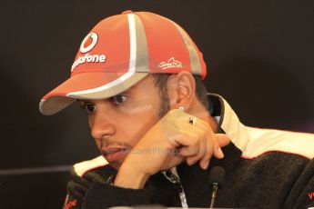 2012 © www.octanephotos.co.uk Circuit of the Americas - Thursday Press Conference - Lewis Hamilton - McLaren. 15th November 2012 Digital Ref: 0556lw7d2682