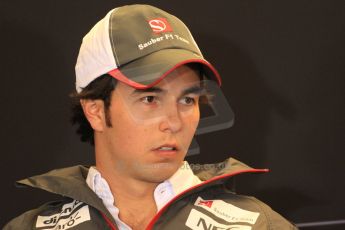 2012 © www.octanephotos.co.uk Circuit of the Americas - Thursday Press Conference - Sergio Perez - Sauber. 15th November 2012 Digital Ref: 0556lw7d2699