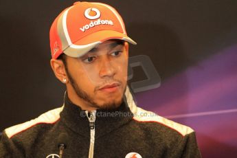 2012 © www.octanephotos.co.uk Circuit of the Americas - Thursday Press Conference - Lewis Hamilton - McLaren. 15th November 2012 Digital Ref: 0556lw7d2704