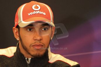 2012 © www.octanephotos.co.uk Circuit of the Americas - Thursday Press Conference - Lewis Hamilton - McLaren. 15th November 2012 Digital Ref: 0556lw7d2806