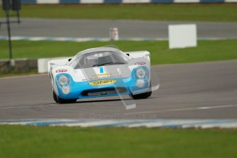 © Octane Photographic Ltd. 2012 Donington Historic Festival. “1000km” for pre-72 sports-racing cars, qualifying. Lola T70 Mk.3B - Leo Voyazides/Simon Hadfield. Digital Ref : 0319cb1d8537