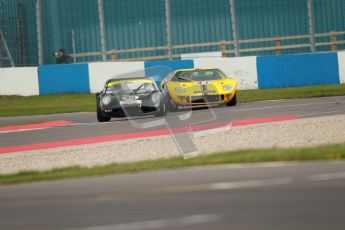 © Octane Photographic Ltd. 2012 Donington Historic Festival. “1000km” for pre-72 sports-racing cars, qualifying. Chevron B6 - Michael Schryver/Richard Piper and Ford GT40 - Conrad Ulrich/Willie Green. Digital Ref : 0319cb1d8632