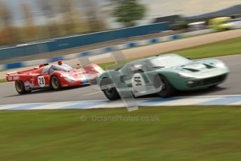 © Octane Photographic Ltd. 2012 Donington Historic Festival. “1000km” for pre-72 sports-racing cars, qualifying. Ford GT40 - Andy Wolfe and Ferrari 512M - Paul Knapfield. Digital Ref : 0319cb7d0207