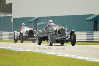 © Octane Photographic Ltd. 2012 Donington Historic Festival. “Mad Jack” for pre-war sportscars, qualifying. Bentleys in formation - the Peter Morley/James Morley car leads the Clive Morley/Stuart Morley car down Dunlop straight. Digital Ref : 0314cb1d7427