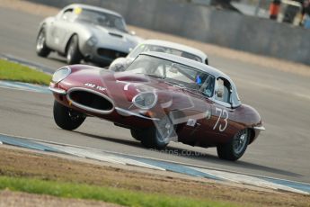 © Octane Photographic Ltd. 2012 Donington Historic Festival. Pre-63 GT, qualifying. Jaguar E-type - James Cottingham, Jeremy Cottingham. Digital Ref : 0322cb1d9351