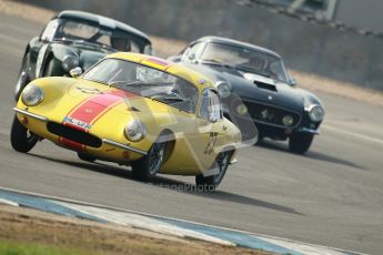 © Octane Photographic Ltd. 2012 Donington Historic Festival. Pre-63 GT, qualifying. Lotus Elite - Peter Stohrmann, Wolfgang Molitor and Ferrari 250GT Berlinetta - Conrad Ulrich, Willie Green. Digital Ref : 0322cb1d9357