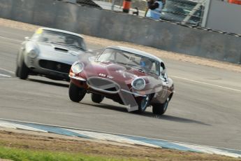 © Octane Photographic Ltd. 2012 Donington Historic Festival. Pre-63 GT, qualifying. Jaguar E-type - James Cottingham, Jeremy Cottingham. Digital Ref : 0322cb1d9400