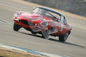 © Octane Photographic Ltd. 2012 Donington Historic Festival. Pre-63 GT, qualifying. Jaguar E-type - Jon Minshaw, Guy Minshaw. Digital Ref : 0322cb1d9444