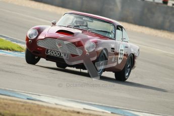 © Octane Photographic Ltd. 2012 Donington Historic Festival. Pre-63 GT, qualifying. Aston martin DB4GT - John Goldsmith, Gillian Goldsmith. Digital Ref : 0322cb1d9456