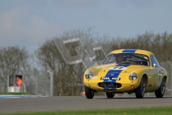 © Octane Photographic Ltd. 2012 Donington Historic Festival. Pre-63 GT, qualifying. Lotus Elite - Barry Davison, Patrick Sherrington. Digital Ref : 0322lw7d0205