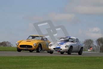 © Octane Photographic Ltd. 2012 Donington Historic Festival. Pre-63 GT, qualifying. Lotus Elite - Nick Atkins, Malcolm Ricketts and Ferrari 250SWB - Jackie Oliver, Gary Pearson. Digital Ref : 0322lw7d0315