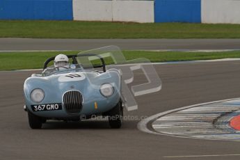 © Octane Photographic Ltd. 2012 Donington Historic Festival. RAC Woodcote Trophy for pre-56 sportscars, qualifying. Jaguar C-type - Reverend Simon Butler/Jonathan Crouch. Digital Ref : 0316lw7d8277