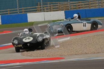© Octane Photographic Ltd. 2012 Donington Historic Festival. RAC Woodcote Trophy for pre-56 sportscars, qualifying. Jaguar D-type - Nick Adams/Robin Ward. Digital Ref : 0316lw7d8506