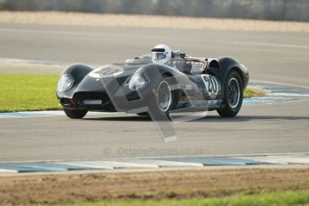 © Octane Photographic Ltd. 2012 Donington Historic Festival. Stirling Moss Trophy for pre-61 sportscars, qualifying. Lister Knobbly - Alastair Dovey/Mark Hales. Digital Ref : 0321cb1d8948