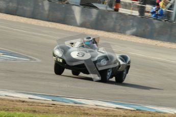 © Octane Photographic Ltd. 2012 Donington Historic Festival. Stirling Moss Trophy for pre-61 sportscars, qualifying. Jaguar D-type, Benjamin Eastick. Digital Ref : 0321cb1d8972