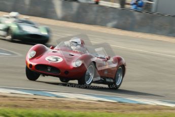 © Octane Photographic Ltd. 2012 Donington Historic Festival. Stirling Moss Trophy for pre-61 sportscars, qualifying. Maserati 250S - Stephen Bond/Keith Fell. Digital Ref : 0321cb1d8986