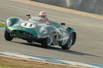 © Octane Photographic Ltd. 2012 Donington Historic Festival. Stirling Moss Trophy for pre-61 sportscars, qualifying. Aston Martin DBR1 - Bobby Verdon-Roe. Digital Ref : 0321cb1d9024