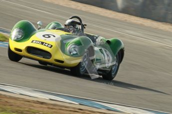 © Octane Photographic Ltd. 2012 Donington Historic Festival. Stirling Moss Trophy for pre-61 sportscars, qualifying. Lister Chrevrolet - Mark Gibbon/James Gibbon. Digital Ref : 0321cb1d9036
