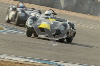 © Octane Photographic Ltd. 2012 Donington Historic Festival. Stirling Moss Trophy for pre-61 sportscars, qualifying. Lister Jaguar Costin - Darren McWhirter. Digital Ref : 0321cb1d9104