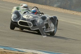 © Octane Photographic Ltd. 2012 Donington Historic Festival. Stirling Moss Trophy for pre-61 sportscars, qualifying. Lister Knobbly - Tony Wood, Barry Cannell. Digital Ref : 0321cb1d9106