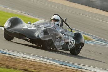 © Octane Photographic Ltd. 2012 Donington Historic Festival. Stirling Moss Trophy for pre-61 sportscars, qualifying. Lola Mk.1 - Peter Rutt, Peter Sugden. Digital Ref : 0321cb1d9111