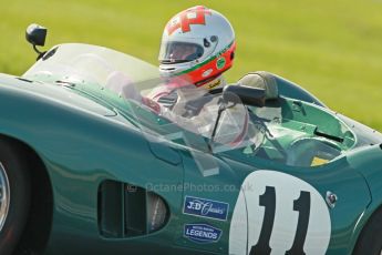 © Octane Photographic Ltd. 2012 Donington Historic Festival. Stirling Moss Trophy for pre-61 sportscars, qualifying. Aston Martin DBR1 - Bobby Verdon-Roe. Digital Ref : 0321cb1d9147