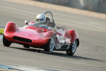 © Octane Photographic Ltd. 2012 Donington Historic Festival. Stirling Moss Trophy for pre-61 sportscars, qualifying. Elva Mk.V - Malcolm Paul, Rick Bourne. Digital Ref : 0321cb1d9166