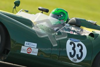 © Octane Photographic Ltd. 2012 Donington Historic Festival. Stirling Moss Trophy for pre-61 sportscars, qualifying. Lister Knobley - Martin Stretton. Digital Ref : 0321cb1d9170