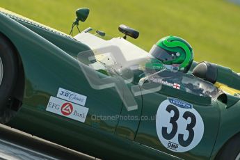 © Octane Photographic Ltd. 2012 Donington Historic Festival. Stirling Moss Trophy for pre-61 sportscars, qualifying. Lister Knobley - Martin Stretton. Digital Ref : 0321cb1d9194